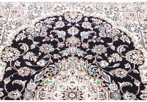 Tappeto Nain 9la Medaglione Floreale Blu Scuro Avorio 103x154 Cm