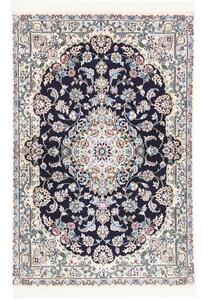 Tappeto Nain 9la Medaglione Floreale Blu Scuro Beige 101x155 Cm
