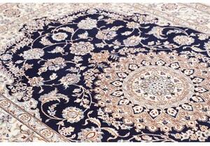 Tappeto Nain 9la Medaglione Floreale Blu Notte Avorio 156x253 Cm