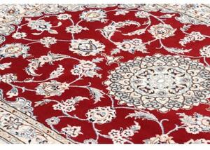 Tappeto Nain 9la Medaglione Floreale Rosso Avorio 100x151 Cm