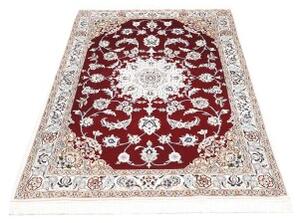 Tappeto Nain 9la Medaglione Floreale Rosso Bordeaux Avorio 101x162 Cm