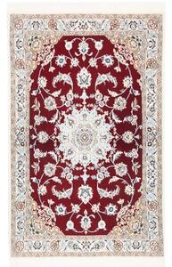 Tappeto Nain 9la Medaglione Floreale Rosso Bordeaux Avorio 101x162 Cm