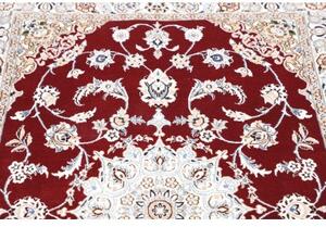 Tappeto Nain 9la Medaglione Floreale Rosso Bordeaux Avorio 101x162 Cm