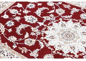 Tappeto Nain 9la Medaglione Floreale Rosso Bordeaux Avorio 101x162 Cm