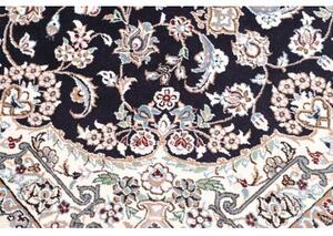 Tappeto Nain 9la Medaglione Floreale Blu Scuro Avorio 103x154 Cm