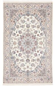 Tappeto Nain 9la Medaglione Floreale Avorio Blu Azzurro 153x253 Cm