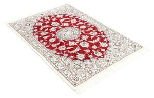 Tappeto Nain 9la Medaglione Floreale Rosso Avorio 100x151 Cm