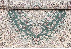 Tappeto Nain 9la Medaglione Floreale Verde Petrolio Beige 102x150 Cm