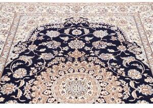 Tappeto Nain 9la Medaglione Floreale Blu Notte Avorio 156x253 Cm