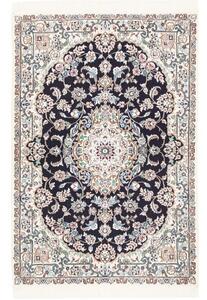 Tappeto Nain 9la Medaglione Floreale Blu Scuro Avorio 103x154 Cm