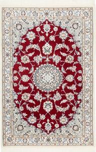 Tappeto Nain 9la Medaglione Floreale Rosso Avorio 100x151 Cm