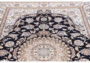 Tappeto Nain 9la Medaglione Floreale Blu Scuro Avorio 160x261 Cm
