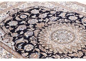 Tappeto Nain 9la Medaglione Floreale Blu Scuro Avorio 160x261 Cm