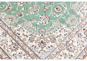 Tappeto Nain 9la Medaglione Floreale Verde Acqua Avorio 155x247 Cm
