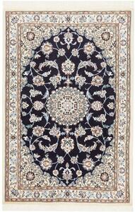 Tappeto Nain 9la Medaglione Floreale Blu Scuro Avorio 101x150 Cm
