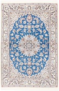 Tappeto Nain 9la Medaglione Floreale Blu Avorio 104x155 Cm