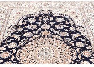 Tappeto Nain 9la Medaglione Floreale Blu Scuro Avorio 154x244 Cm