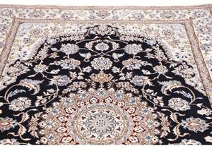 Tappeto Nain 9la Medaglione Floreale Blu Scuro Avorio 157x248 Cm
