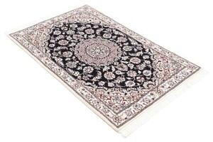 Tappeto Nain 9la Medaglione Floreale Blu Scuro Beige 78x118 Cm
