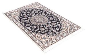 Tappeto Nain 9la Medaglione Floreale Blu Notte Avorio 80x117 Cm
