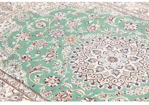 Tappeto Nain 9la Medaglione Floreale Verde Acqua Avorio 155x247 Cm