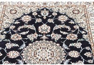 Tappeto Nain 9la Medaglione Floreale Blu Scuro Avorio 101x150 Cm