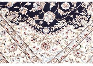 Tappeto Nain 9la Medaglione Floreale Blu Scuro Avorio 154x244 Cm