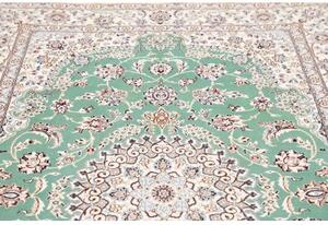 Tappeto Nain 9la Medaglione Floreale Verde Acqua Avorio 155x247 Cm
