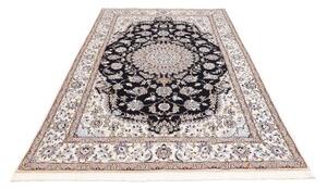 Tappeto Nain 9la Medaglione Floreale Blu Scuro Avorio 157x248 Cm