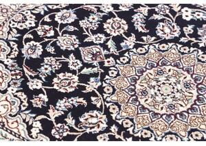 Tappeto Nain 9la Medaglione Floreale Blu Notte Avorio 80x117 Cm