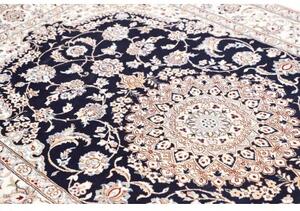 Tappeto Nain 9la Medaglione Floreale Blu Scuro Avorio 154x244 Cm