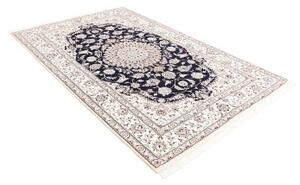 Tappeto Nain 9la Medaglione Floreale Blu Scuro Avorio 154x244 Cm