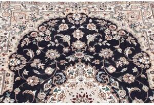 Tappeto Nain 6la Medaglione Floreale Blu Notte Avorio 85x123 Cm