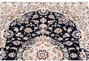 Tappeto Nain 6la Medaglione Floreale Blu Notte Avorio 82x116 Cm