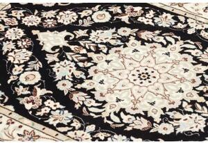 Tappeto Nain 6la Medaglione Floreale Nero Avorio 72x108 Cm
