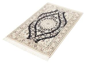 Tappeto Nain 6la Medaglione Floreale Nero Avorio 72x108 Cm