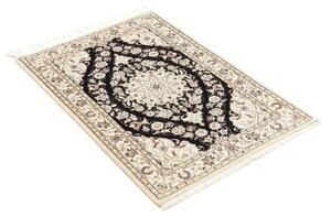 Tappeto Nain 6la Medaglione Floreale Nero Avorio 72x108 Cm