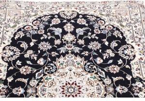 Tappeto Nain 6la Medaglione Floreale Blu Notte Avorio 81x124 Cm