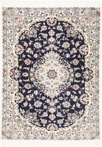 Tappeto Nain 6la Medaglione Floreale Blu Scuro Avorio 95x127 Cm