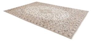 Tappeto Kashan Medaglione Floreale Avorio Blu Scuro 243x345 Cm