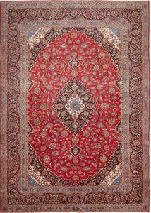 Tappeto Ardakan Medaglione Floreale Rosso Blu Scuro 252x355 Cm