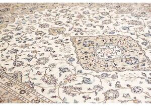 Tappeto Kashan Medaglione Floreale Avorio Blu Scuro 243x345 Cm