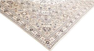 Tappeto Kashan Medaglione Floreale Avorio Blu Scuro 243x345 Cm
