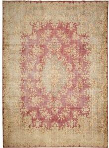 Tappeto Vintage Medaglione Floreale Rosso Scuro Beige 296x415 Cm