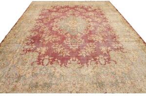 Tappeto Vintage Medaglione Floreale Rosso Scuro Beige 296x415 Cm