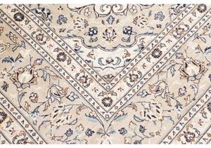 Tappeto Kashan Medaglione Floreale Avorio Blu Scuro 243x345 Cm