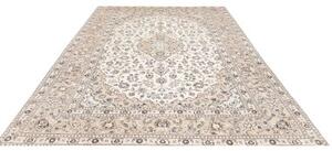 Tappeto Kashan Medaglione Floreale Avorio Blu Scuro 243x345 Cm