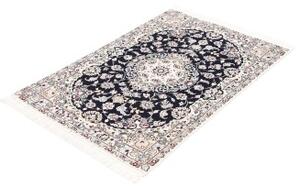 Tappeto Nain 6la Medaglione Floreale Blu Notte Avorio 76x115 Cm