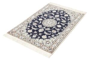 Tappeto Nain 6la Medaglione Floreale Blu Notte Avorio 80x108 Cm