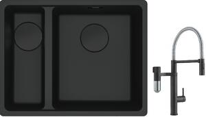 Set rubinetto da cucina Franke Vital Semi-Pro 120.0621.313, lavello in granito Franke Maris 125.0697.756